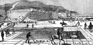 Ice Gathering on the Hudson River Near New York, USA, 1875