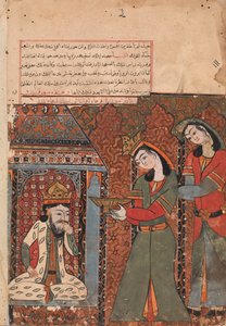 Ilar or Irakht About to Throw the Bowl of Rice at the King, Folio from a Kalila wa Dimna by Unbekannt