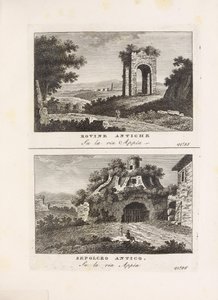 Illustration from the book Ancient and Modern Views of the Most Interesting Places in the City of Rome by unknown author and published by Presso Venanzio Monaldini, Stefano Piale in Piazza di Spagna (ca. 1820) by Unbekannt