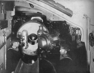 Inside the Barbette of a Battleship Showing the Opened Breech of a 135 Inch Gun