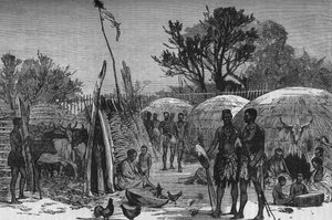 Interior of a Zulu Kraal on the Tugela River by Unbekannt