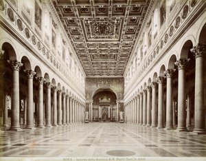 Interior of the Basilica of St Paul Outside the Walls, Rome, Italy, late 19th or early 20th century