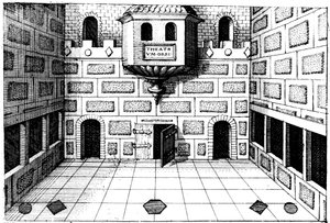 Interior of the Globe Theatre, Bankside, London, 1617-1619 by Unbekannt