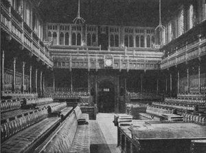 Interior of the House of Commons, Westminster, looking towards the Strangers Gallery