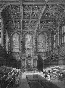 Interior of the House of Lords, Palace of Westminster, London, c1878