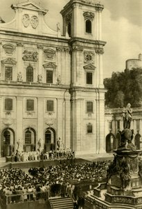 Jedermann performed in front of Salzburg Cathedral, Salzburg, Austria by Unbekannt