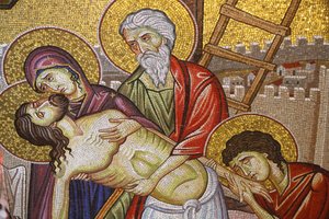 Jesus Down from the Cross (Detail), Holy Sepulchre Church, Jerusalem, Israel by Unbekannt