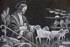 Jesus the good shepherd, Saint-Nicolas de Veroce, France