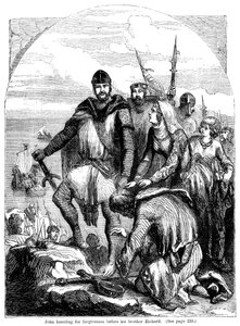 John kneeling for forgiveness before his brother Richard by Unbekannt