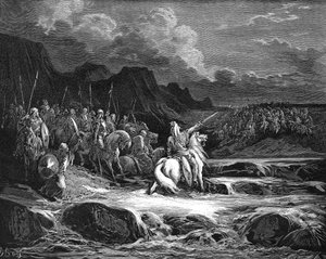 Judas Maccabaeus leading Jewish army into battle