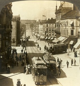 Karl Johan Street, W.N.W. to the Royal Palace, Christiania, Norway