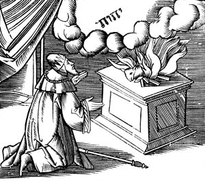 King David making a burnt offering