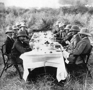 King George V having lunch after tiger hunting in Nepal