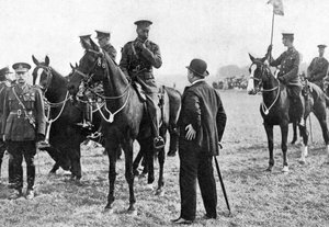 King George V at an inspection of troops at Aldershot, First World War