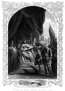 King John 1167-1216 Signing the Magna Carta at Runnymede, 1215 by Unbekannt