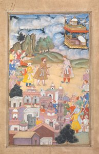 King Sal Visits Kala Yavana, Folio from a Harivamsa Legend of Hari Krishna, 1590-95 by Unbekannt