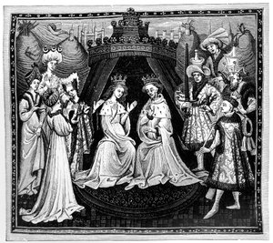 King, Queen, and Court, c1450, 1910