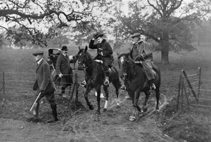Kings Edward VII of the United Kingdom and Manuel II of Portugal Hunting by Unbekannt