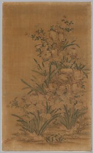 Ko Ssu Panel: Rocks and Narcissus, 1700s - 1800s