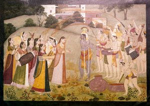 Krishna Celebrating Spring Festival of Holi by Unbekannt