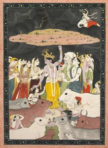 Krishna Lifting Mt. Govardhana