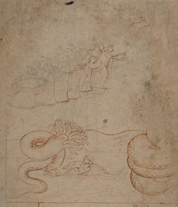 Krishna Subdues the Serpent Kaliya in the Yamuna River by Unbekannt
