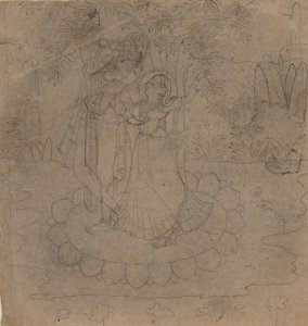 Krishna and Radha Standing on a Lotus, late 19th-early 20th century by Unbekannt