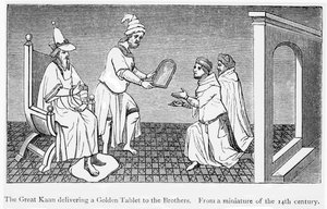Kublai Khan Gives a Golden Tablet Ensuring Safe Passage to Niccolo and Maffeo Polo by Unbekannt