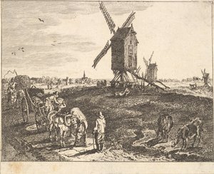 Landscape with Windmills and Cart