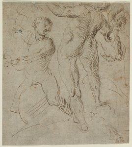Laocoön (recto), Battle of the Milvian Bridge fragment (verso), second half 16th Century