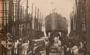 Launch of H.M.S. Lion in August, 1910