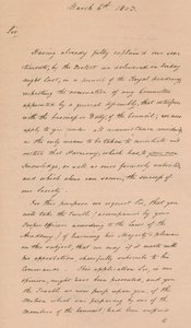 Letter to Benjamin West, President of the Royal Academy by Unbekannt