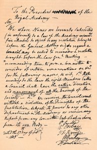 Letter to Benjamin West, President of the Royal Academy by Unbekannt