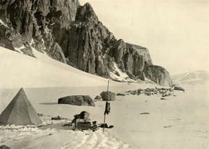 Lower Glacier Depot. The stores were buried in the snow, c1908 by Unbekannt