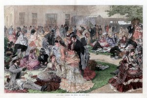 Luncheon time behind the grand stand, Ascot races