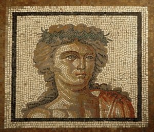 Lyon, region Auvergne, Rhone Alpes, department of Rhone. 69000 Mosaic Bacchus-Dionysos. Detail of Spring