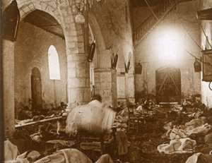 Makeshift Hospital in a Church, Marne, Northern France by Unbekannt
