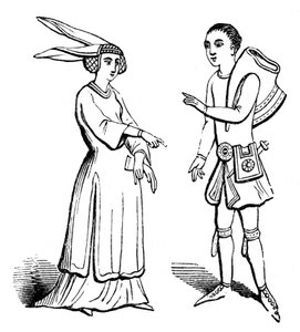 Male and Female Costume, c1350, 1910 by Unbekannt