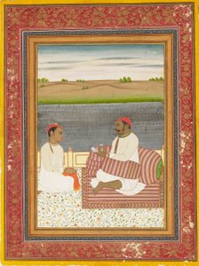 Man Seated on a Terrace with an Attendant or Pupil by Unbekannt