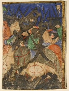 Manuscript Cutting Showing a Scene from Hebrew Scripture, Perhaps the Life of King David by Unbekannt