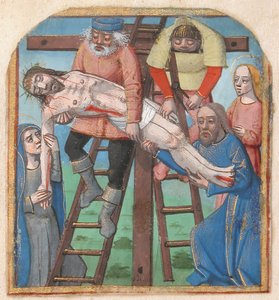 Manuscript Illumination with the Descent from the Cross, from a Book of Hours
