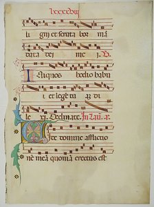 Manuscript Leaf with Initial V, from an Antiphonary, Italian, 15th Century by Unbekannt