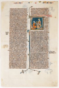 Manuscript Leaf with Opening of The Book of Nehemias, from a Bible, ca. 1280-1300 by Unbekannt