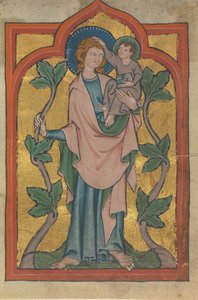 Manuscript Leaf with Saint Christopher Bearing Christ, German or Swiss, Early 14th Century by Unbekannt