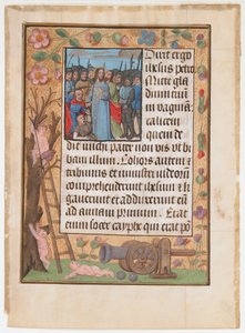 Manuscript Leaf with the Betrayal, from a Book of Hours, ca. 1500