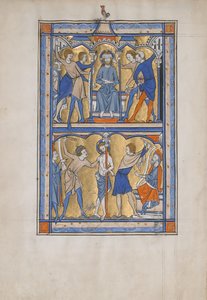 Manuscript Leaf with the Mocking and Flagellation of Christ, from a Royal Psalter, 13th century