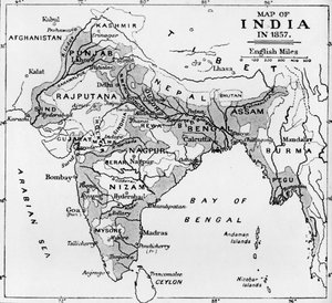 Map of India in 1857, c1912 by Unbekannt