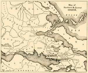 Map of Northern & Central Greece, 1890 by Unbekannt