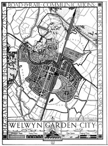 Map of Welwyn Garden City, Hertfordshire, England by Unbekannt