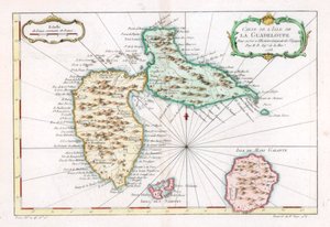 Map of the Caribbean Island of Guadeloupe, c1764 by Unbekannt